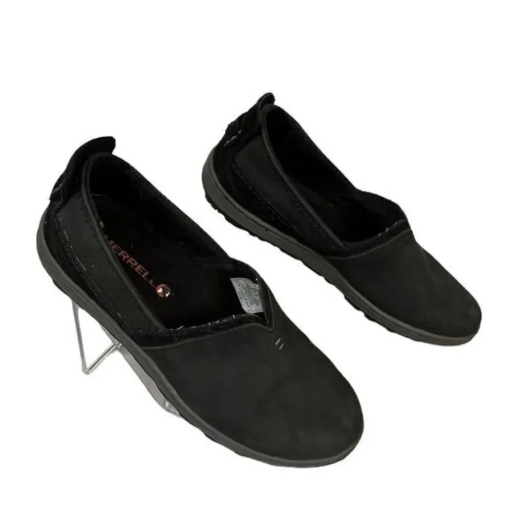 MERRELL WOMENS SLIP ON LOAFERS BLACK SIZE 6 1/2